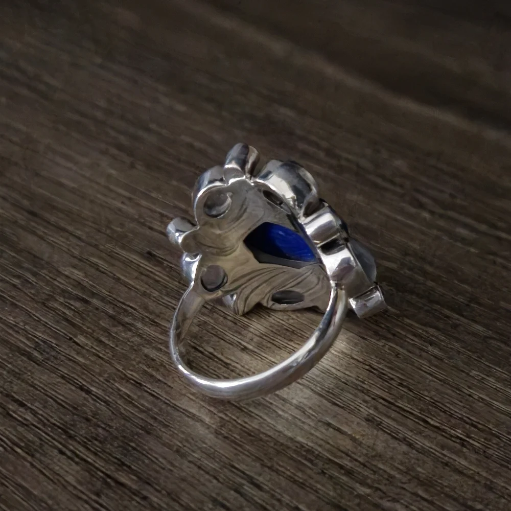 Nicky Butler 925 Sterling Silver Lapis Designer Ring Moonstone NB Topaz Size 11